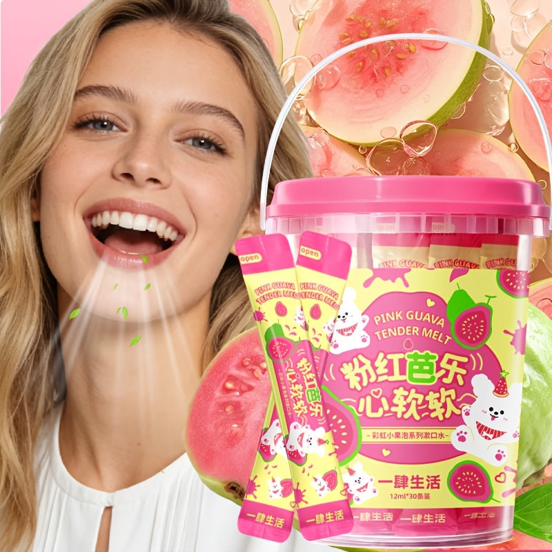 30pcs Fruit Flavor Mouthwash, Long-lasting Fragrance, Contains Rice, Probiotic, Mint, Fruit & Plant Extract, Deep Cleansing, Standalone Mouthwash, Fresh Breath, Oral Care Cleansing, Great for After Meals, Hotels, Dating