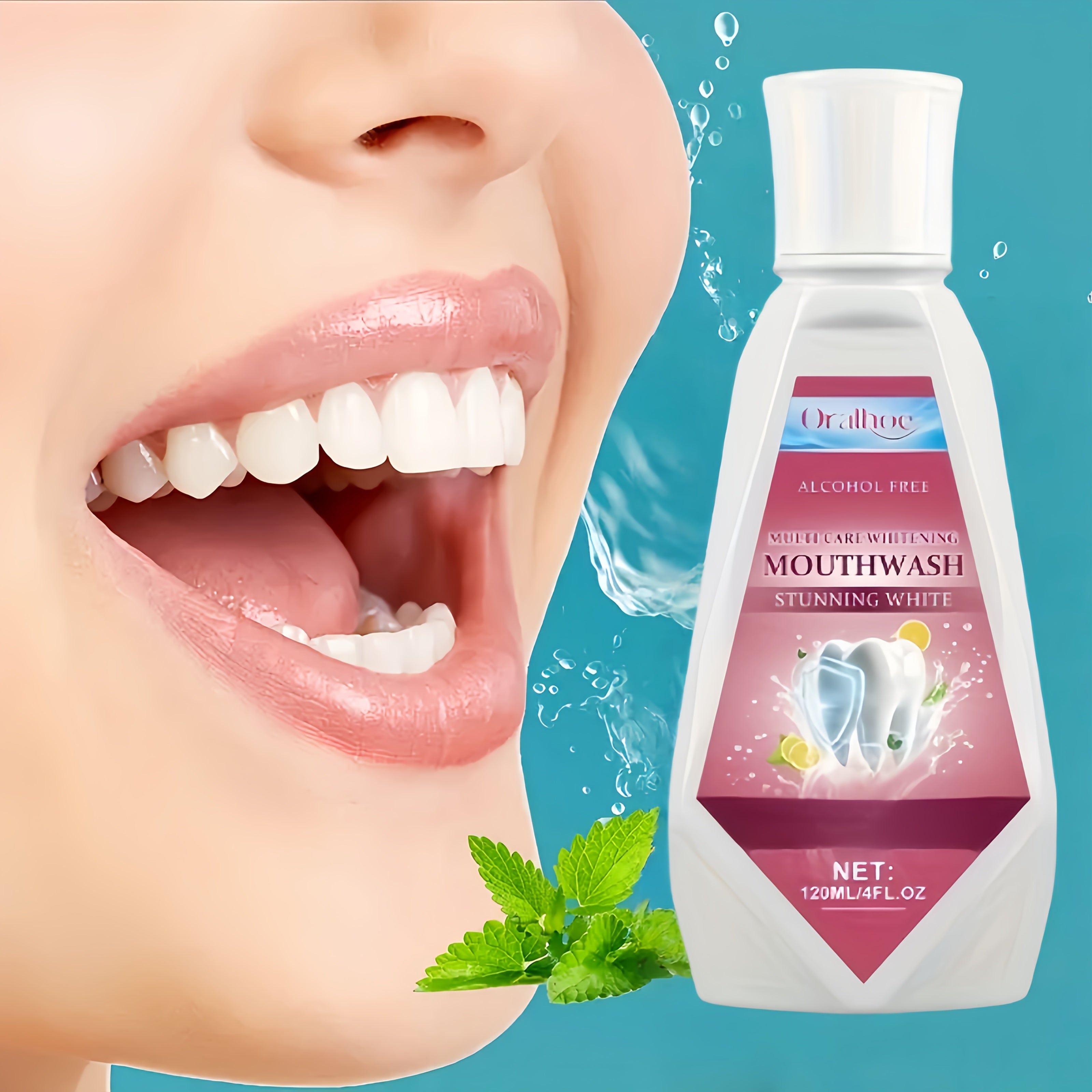 3-Bottle Pack Mint Flavored Mouthwash - Deep Clean Oral Care, Teeth, Portable Fresh Breath Rinse, Non-Alcoholic, Ideal Gift for Couples, Long-Lasting Freshness, Convenient Use