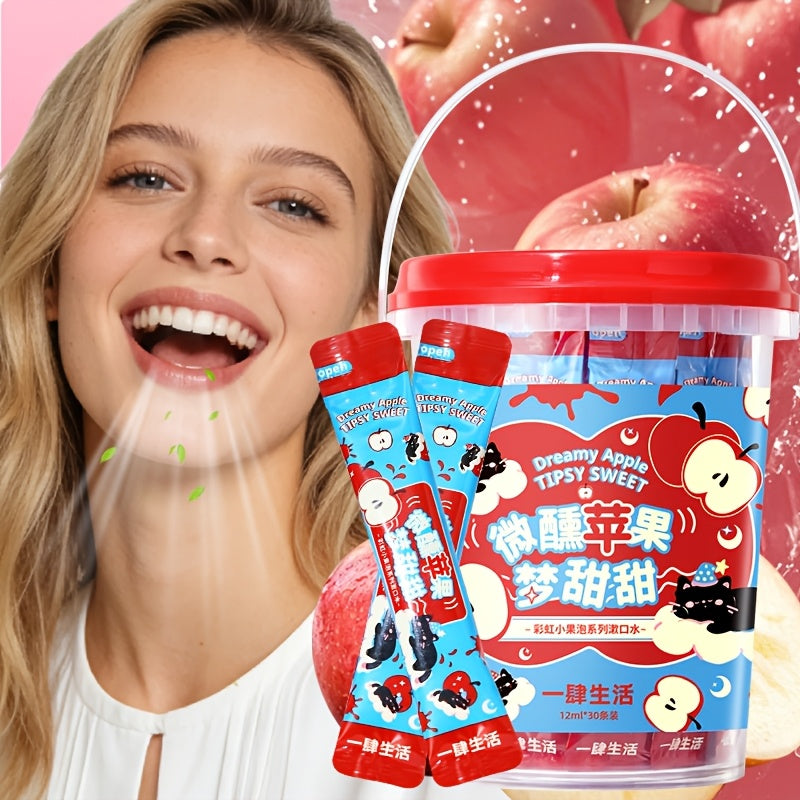 30pcs Rainbow Fruit Flavor Series Mouthwash, Apple Scent, Deep Cleansing, Lactobacillus Ferment, Long-Lasting Fresh Breath, Refreshing Mint Mouthwash, Small And Lightweight Portable, Suitable for Travel, Outdoor & Daily Use