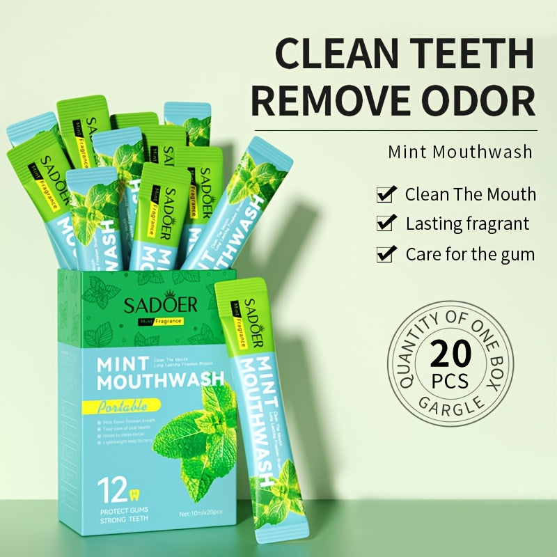 20pcs of Peppermint Mouthwash for Deep Cleaning, a Standalone Product for Fresh Breath with a Liquid Mint Flavor, Perfect for Valentine'S Day And Dating, And Convenient for Travel.