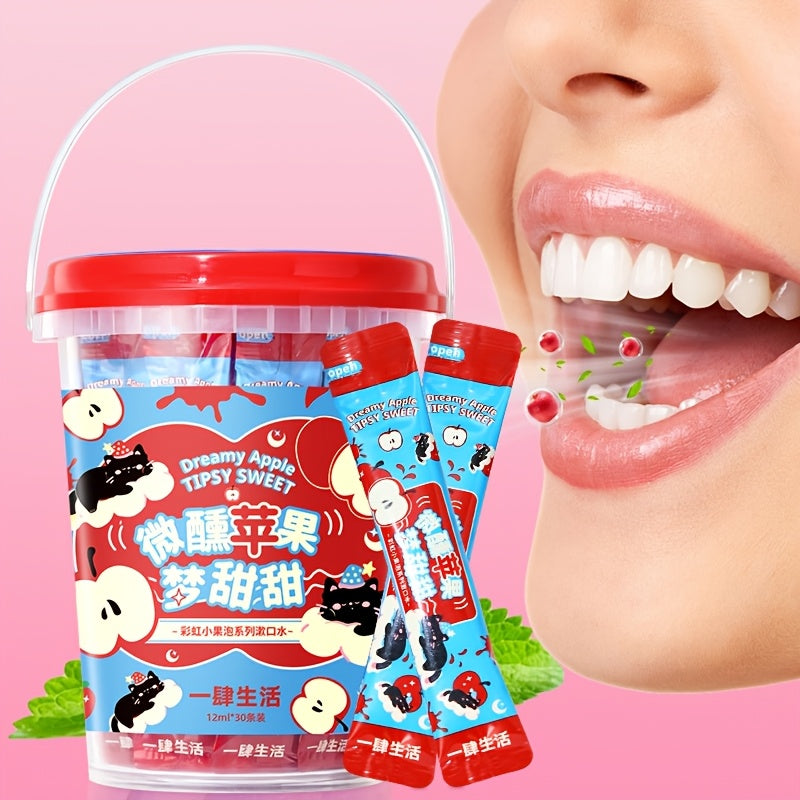 30pcs Fruit Flavor Mouthwash, Long-lasting Fragrance, Contains Rice, Probiotic, Mint, Fruit & Plant Extract, Deep Cleansing, Standalone Mouthwash, Fresh Breath, Oral Care Cleansing, Great for After Meals, Hotels, Dating