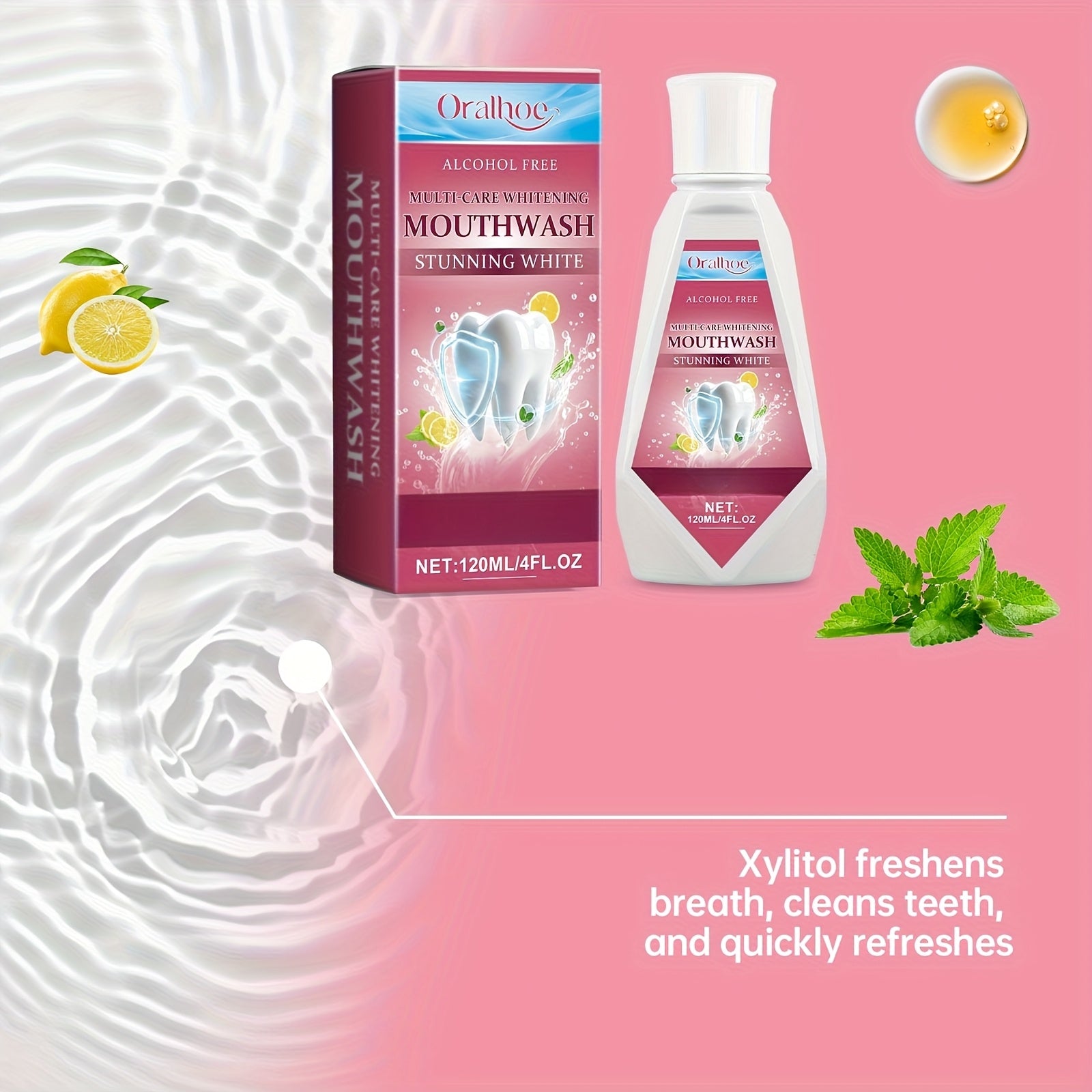 3-Bottle Pack Mint Flavored Mouthwash - Deep Clean Oral Care, Teeth, Portable Fresh Breath Rinse, Non-Alcoholic, Ideal Gift for Couples, Long-Lasting Freshness, Convenient Use