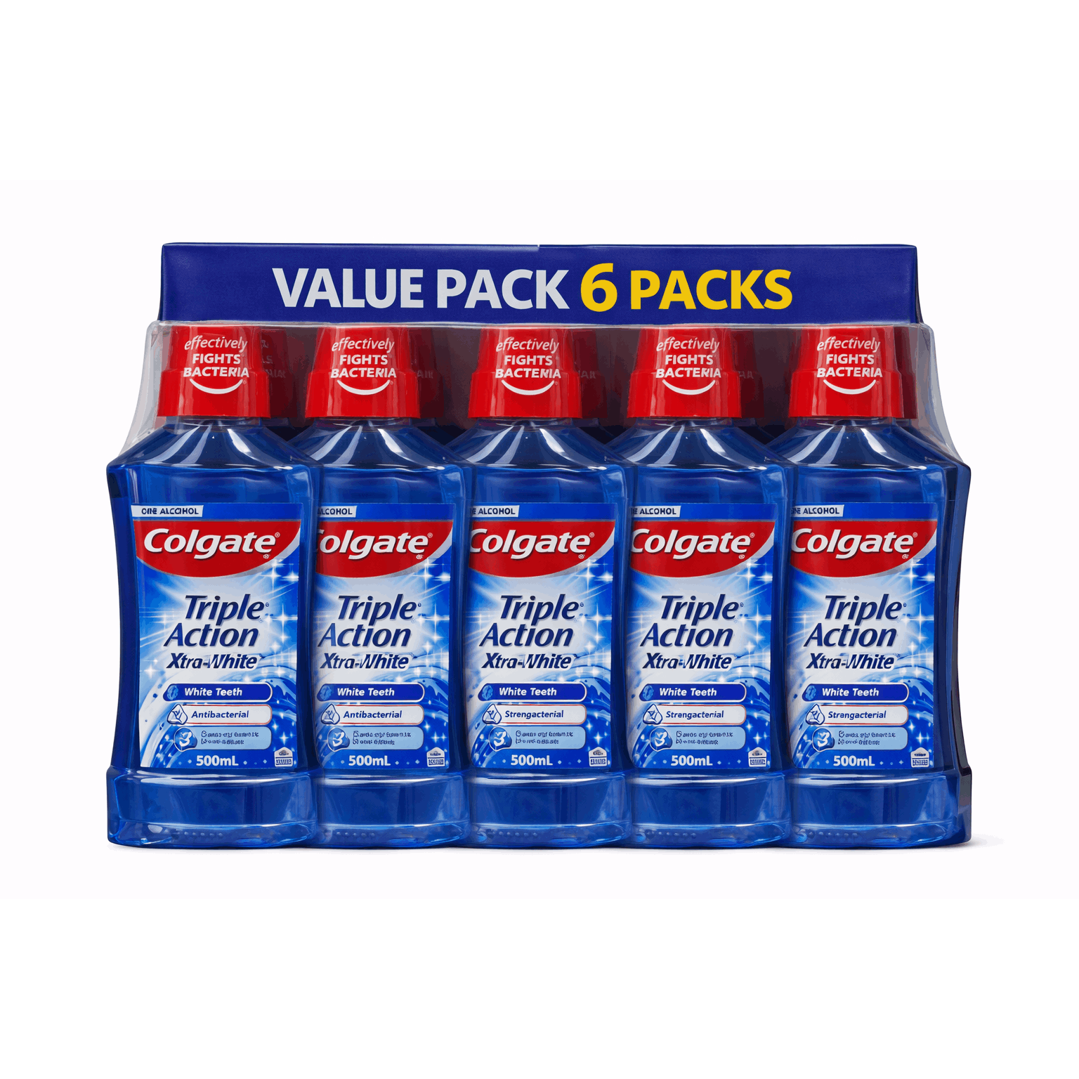 Colgate Triple Action Mouthwash 500 ml Fresh Mint Antibacterial 6 Pack Total 3000 ml