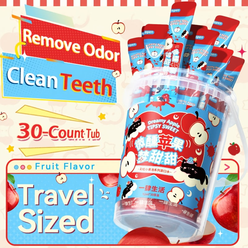 30pcs Fruit Flavor Mouthwash, Long-lasting Fragrance, Contains Rice, Probiotic, Mint, Fruit & Plant Extract, Deep Cleansing, Standalone Mouthwash, Fresh Breath, Oral Care Cleansing, Great for After Meals, Hotels, Dating
