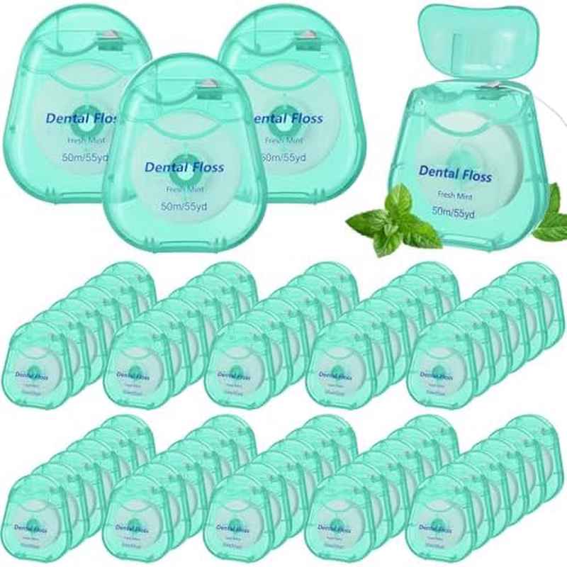Travel Dental Floss for Teeth And Gum Protection, Mint Flavor, 1968.5inch Each