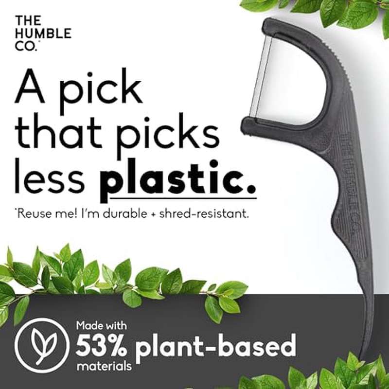 200 Plant Based Floss Picks | for superior Oral Care, Hygiene, Gum Health, Cruelty Free, Charcoal, Double Thread