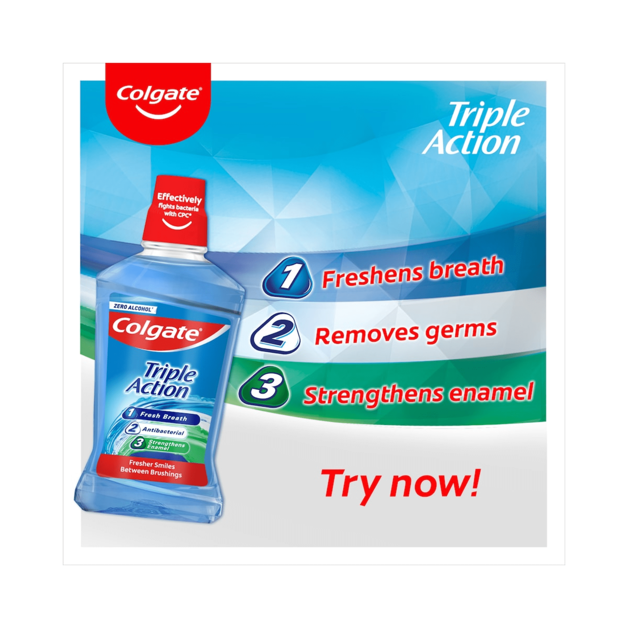 Colgate Triple Action Mouthwash 500 ml Fresh Mint Antibacterial 6 Pack Total 3000 ml