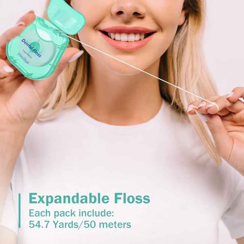 Travel Dental Floss for Teeth And Gum Protection, Mint Flavor, 1968.5inch Each