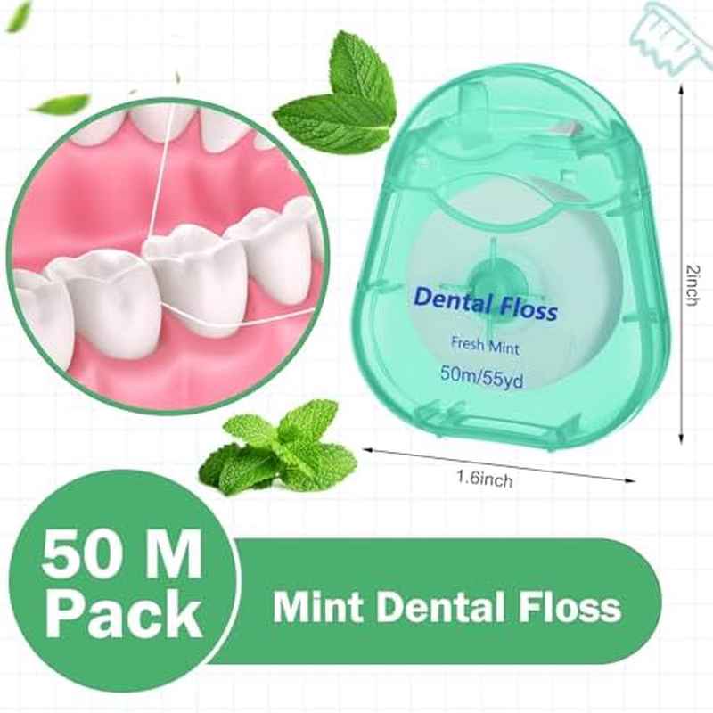 Travel Dental Floss for Teeth And Gum Protection, Mint Flavor, 1968.5inch Each